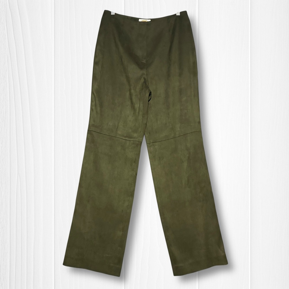 NWTF Vintage Talbots Faux Suede Straight Leg Dress‎ Pants Womens 8 Olive Green